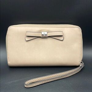 Nine West Cream Wristlet Clutch with Bow Accent
